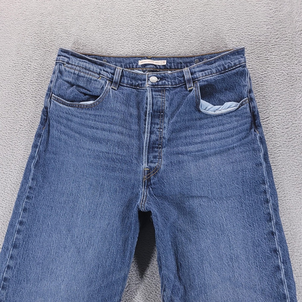 Levis Jeans Womens 32 Blue Ribcage Straight Ankle High Rise Button Fly Stretch - Picture 3 of 11